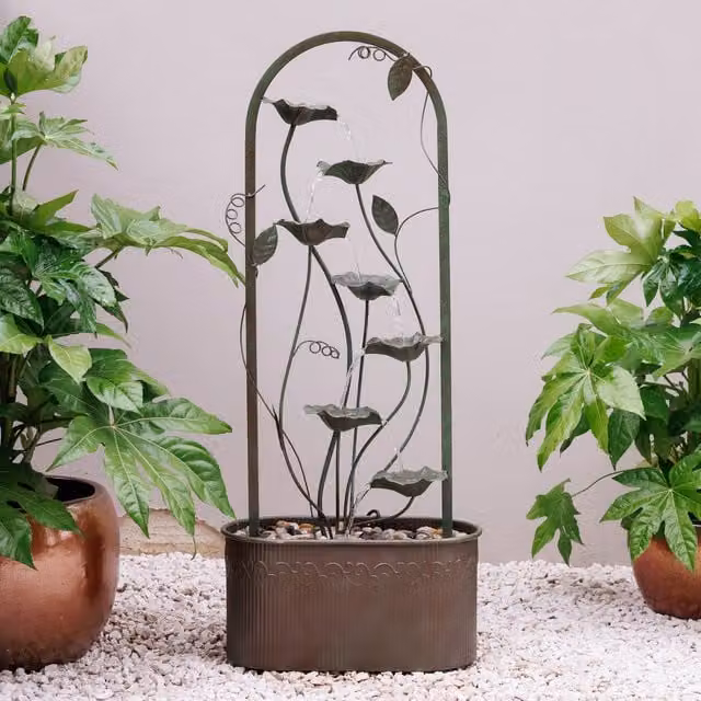 Primrose Enchanted Arch Zinc Cascading Patio Water Feature in Brown and Bronze Metal