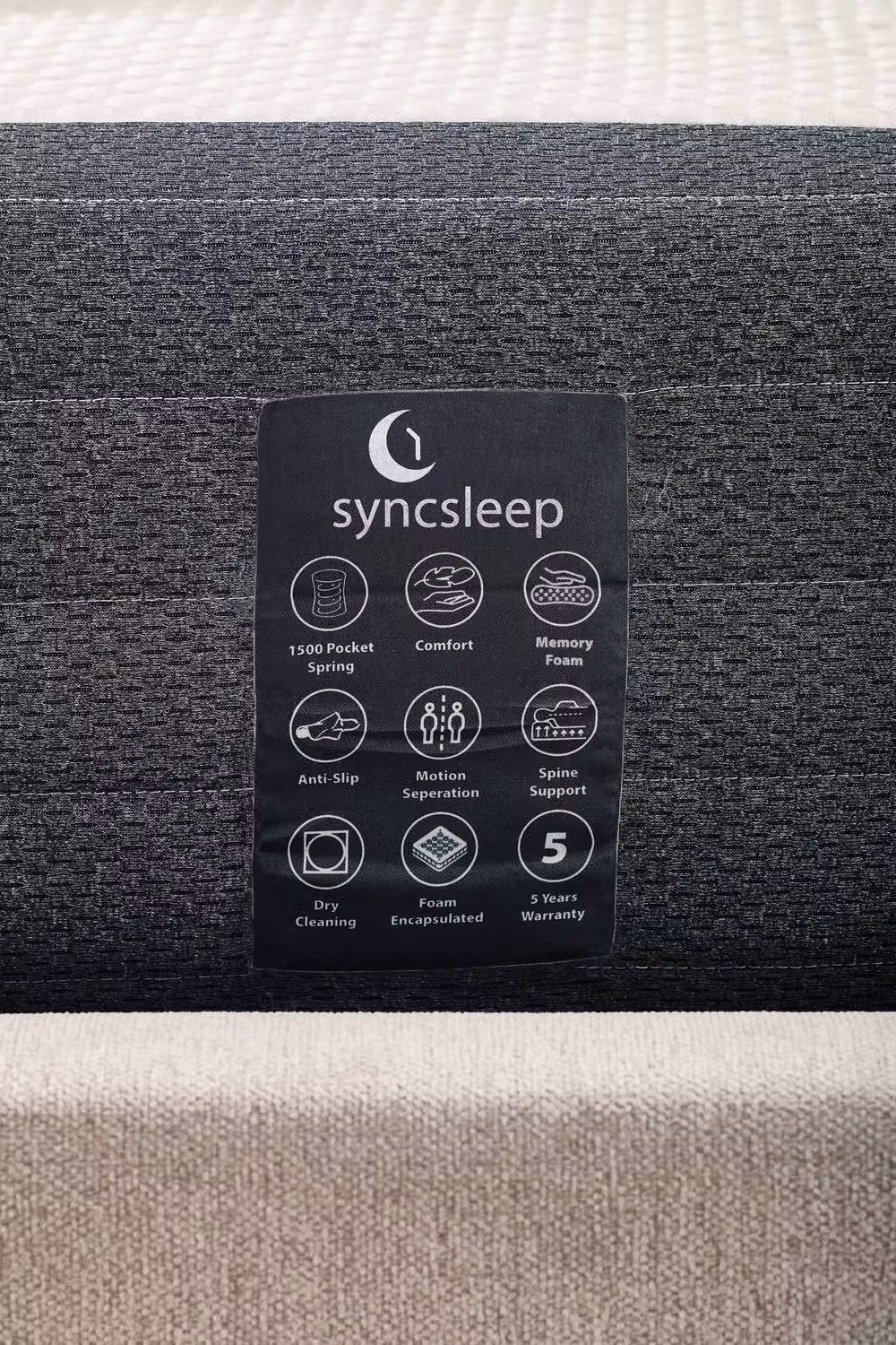 syncsleep Harmony 1500 Hybrid Pocket Spring Mattress with Memory Foam in White, W/D/H: 200 x 200 x 180 cm – 5