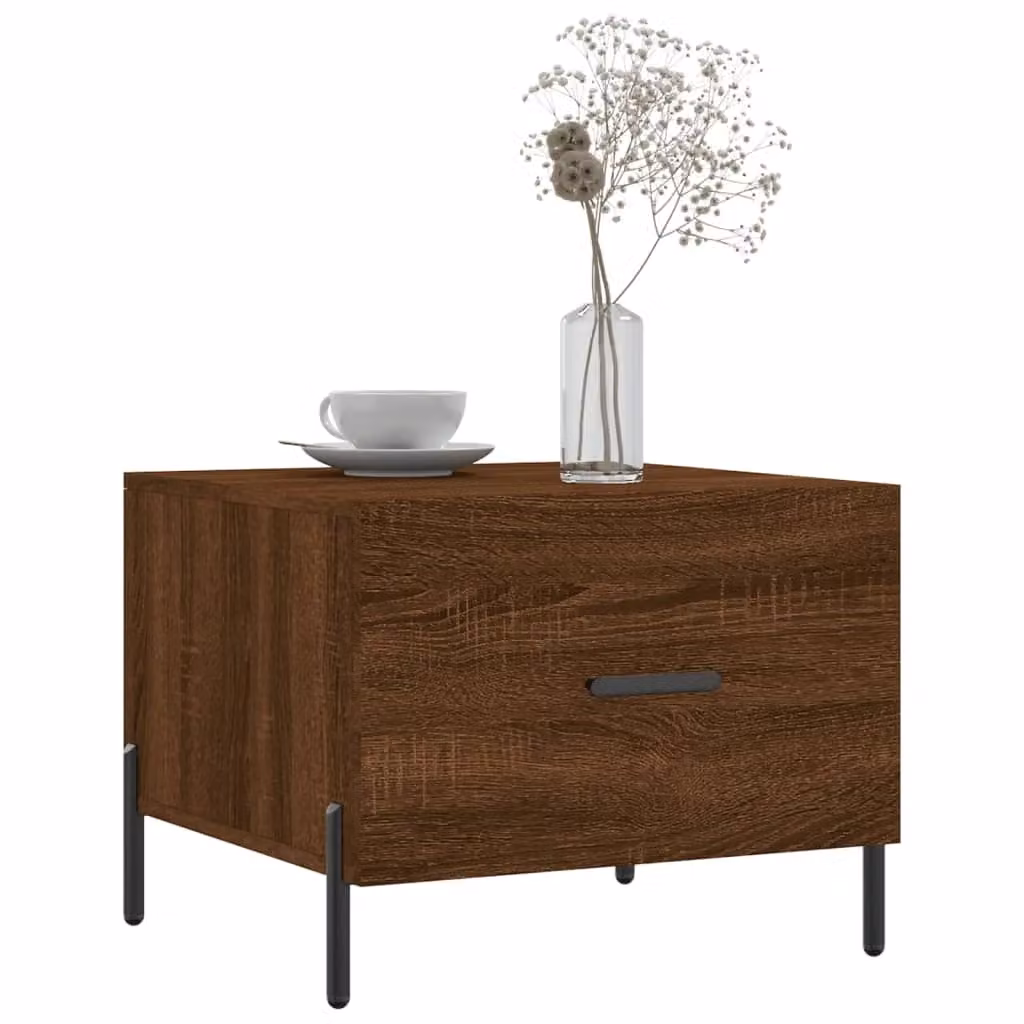 Berkfield Home Set of 2 Modern Square Coffee Tables in Brown Oak, W/D/H: 50 x 50 x 40 cm – 3