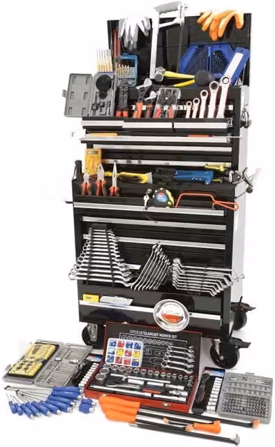 Hilka Rollable Professional Tool Kit Chest Cabinet in Black