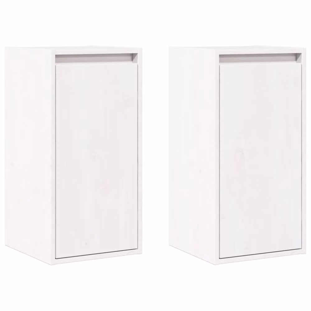 Berkfield Home Set of 2 White Solid Wood Pine Wall Cabinets, W/D/H: 30 x 30 x 60 cm – 3
