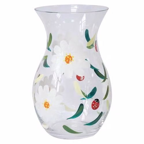 Lesser & Pavey Multicolour Floral Glass Tabletop Vase, H 17.0 cm x W 11.0 cm x D 11.0 cm