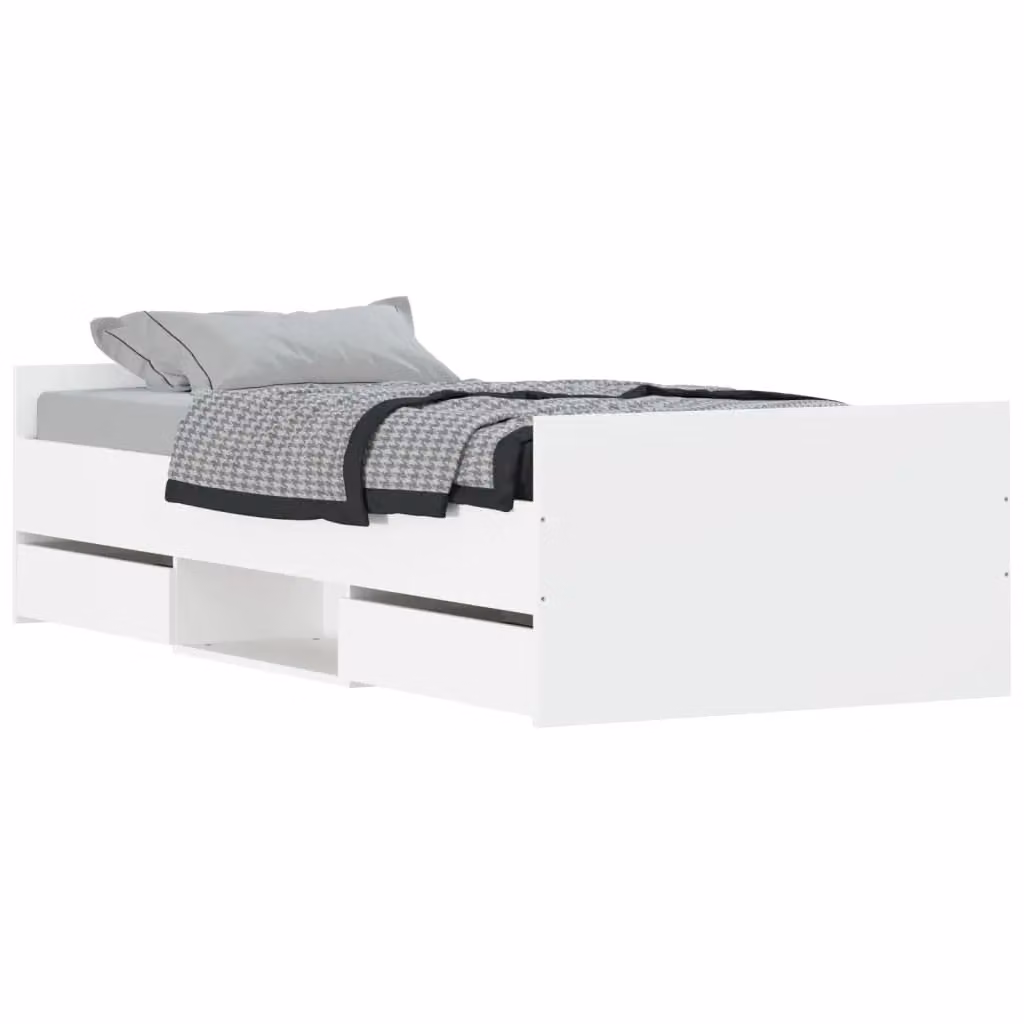Berkfield Home Single Bed Frame with Headboard, Footboard and Drawers, White, W/D/H: 90 x 190 cm – 2