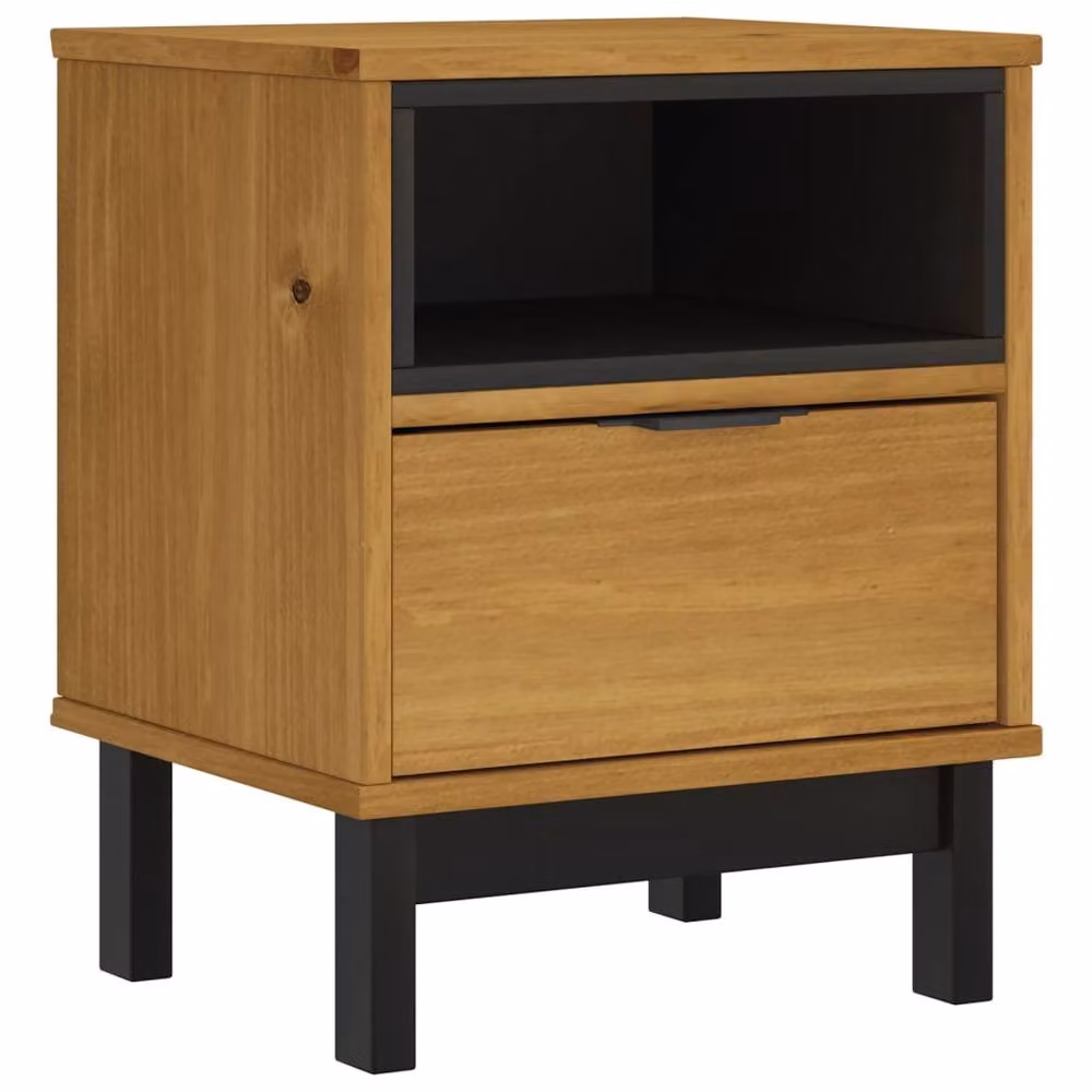 Berkfield Home FLAM Bedside Cabinet in Brown Solid Pine Wood, W/D/H: 40 x 35 x 50 cm – 2