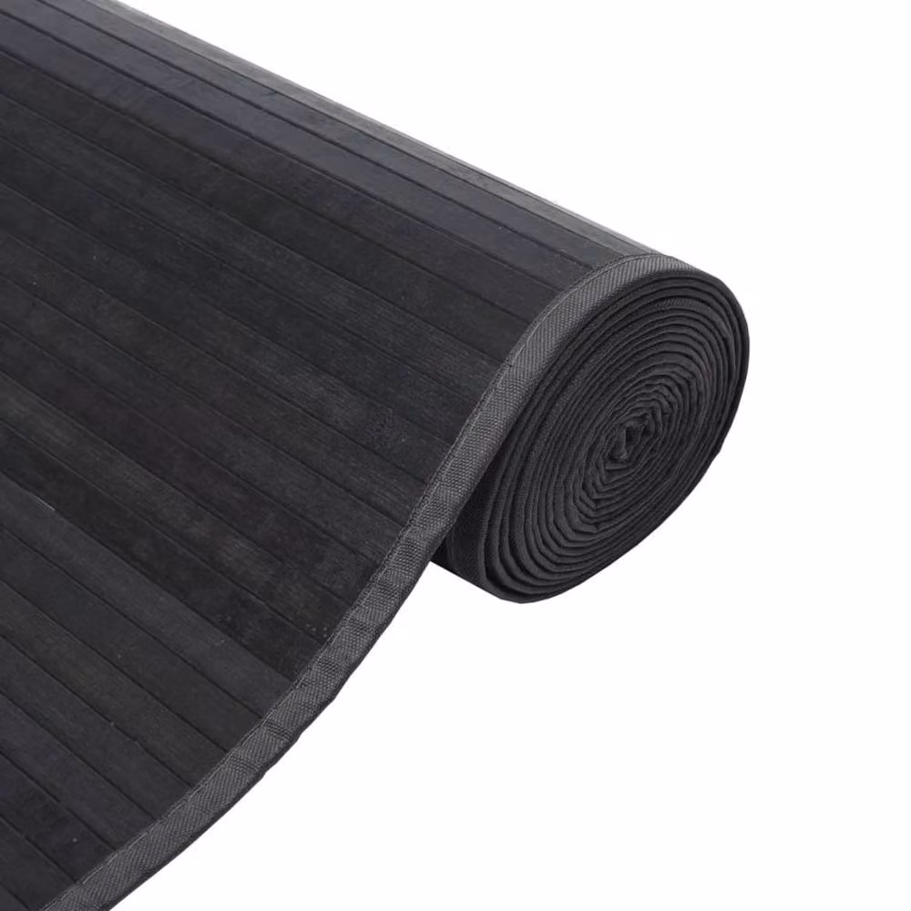Berkfield Home Square Bamboo Rug in Grey, W/D/H: 100 x 100 x 1 cm – 4