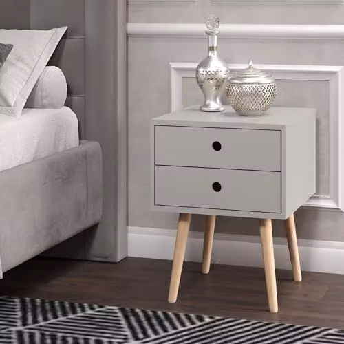 Core Products Scandia Grey 2 Drawer Bedside Cabinet – 3