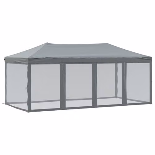 vidaXL Folding Party Tent with Sidewalls, Anthracite, W: 6 m, D: 3 m, H: 2.44 m