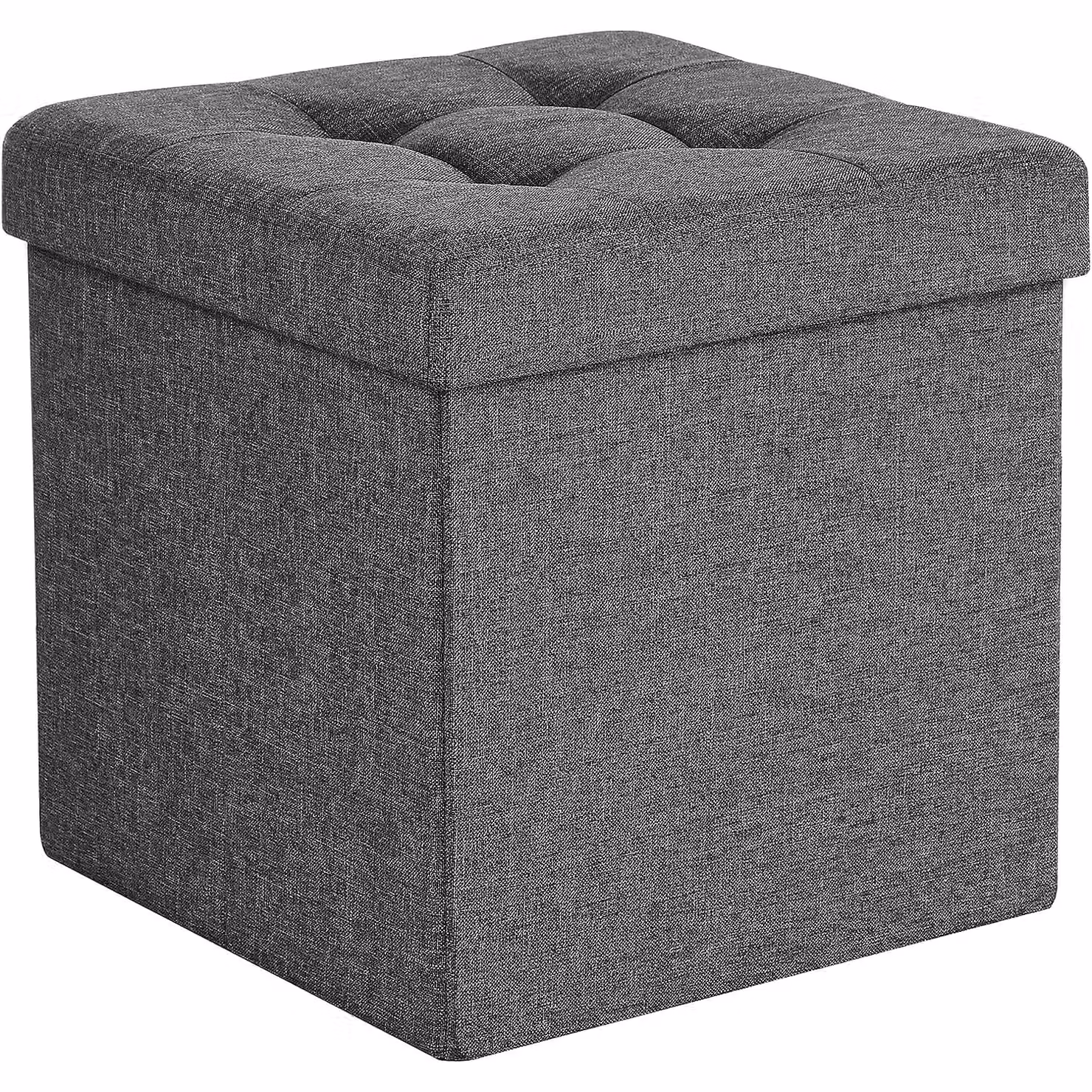 SONGMICS Small Folding Storage Ottoman Cube Foot Rest in Dark Grey – 6