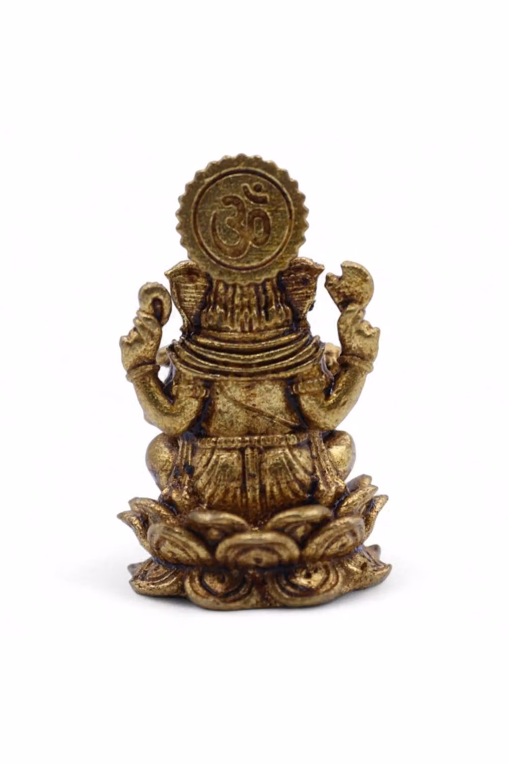 KDMD Handcrafted Brass Ganesha Miniature Statue in Gold and Bronze Metal for Tabletop Decor – 2