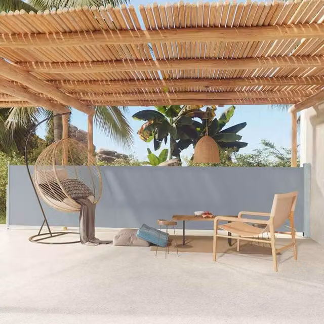 Berkfield Home Patio Retractable Side Awning, Grey, W/H: 117 x 600 cm