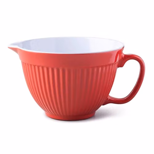 Zeal Red Melamine Mixing Bowl and Batter Jug with Pouring Spout and Non-Slip Base, 20 cm – 4