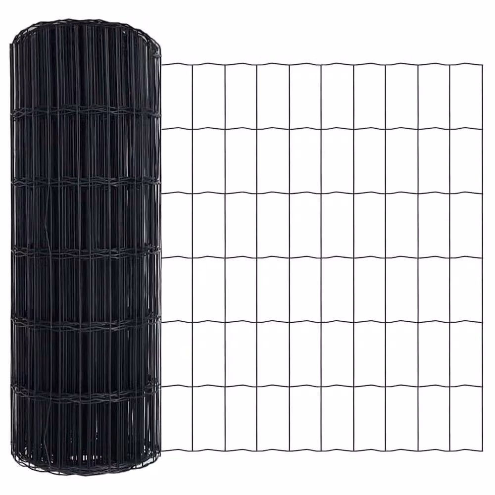 Berkfield Home Euro Fence with 7 Posts, Galvanised Steel, Grey/Silver, W: 10 m, H: 0.6 m – 6