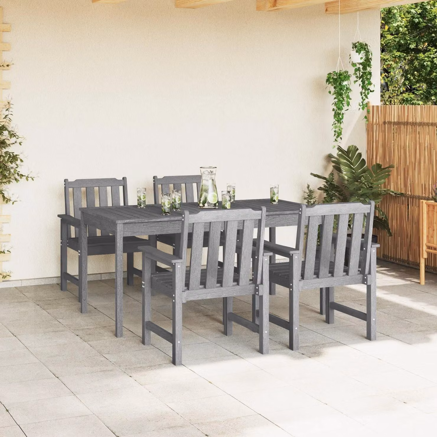 Berkfield Home Set of 4 Modern Garden Dining Chairs in Light Grey, W/D/H: 55.5 x 50 x 88 cm – 3