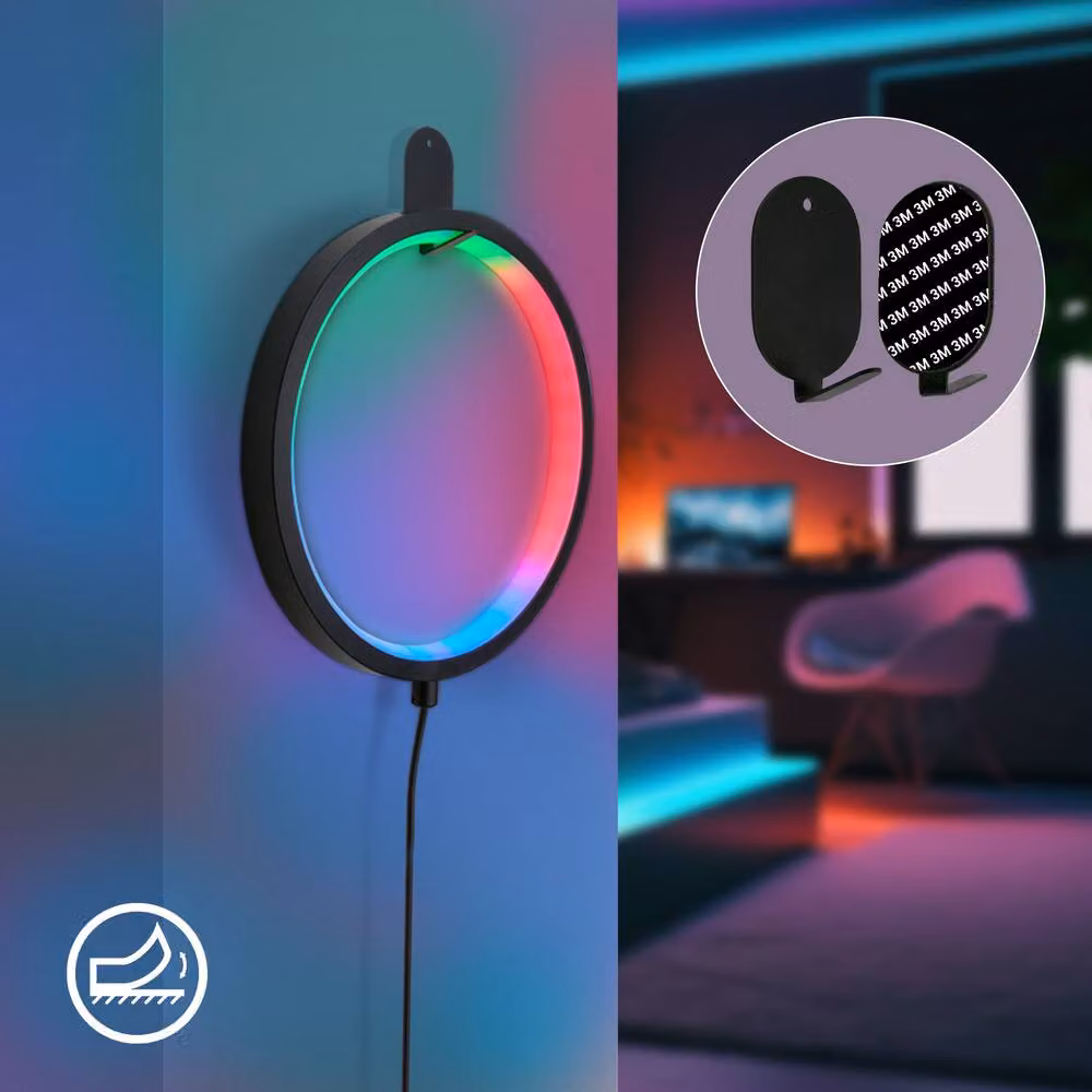 Briloner RGB LED Ring Table Lamp with Remote Control, Timer and Dimming Function, Black, W/D/H: 20 x 20 x 20 cm – 4