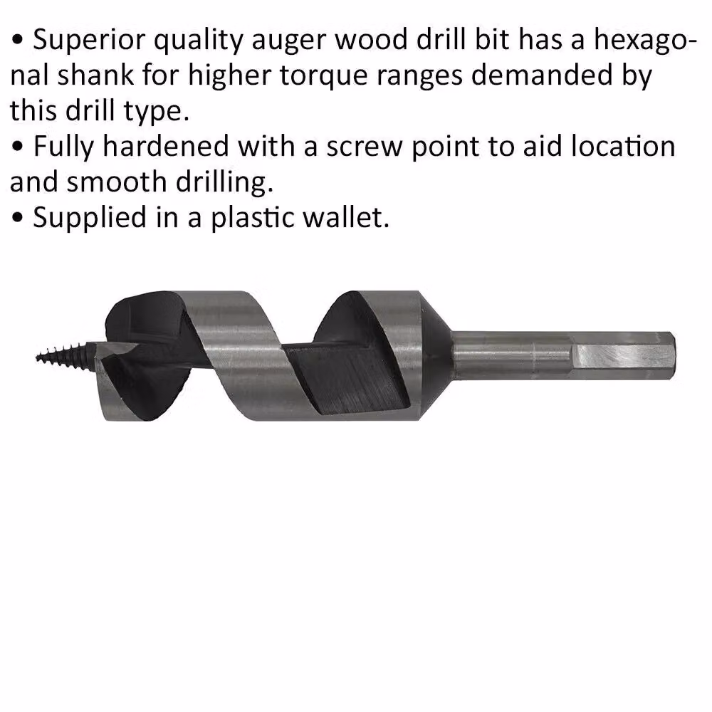 Loops Silver Hardened Auger Wood Drill Bit with Hexagonal Shank, Diameter: 32 mm, Length: 155 mm – 2