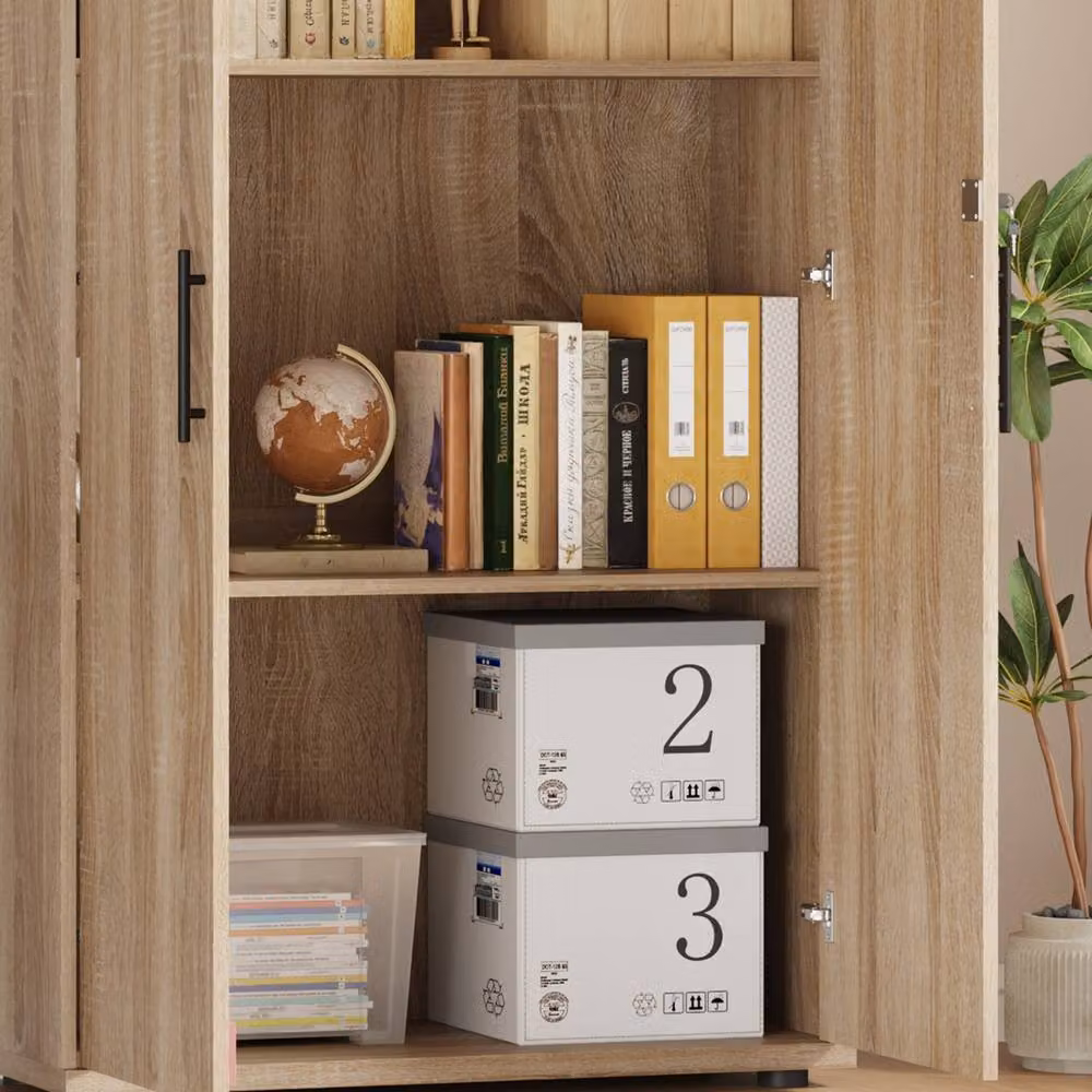 MMT Furniture Designs Ltd Moderna Wooden Storage Cabinet in Sonoma Oak Brown with Lockable 2 Hinged Doors and Adjustable Shelves, W/D/H: 120 x 40 x 70 cm – 2