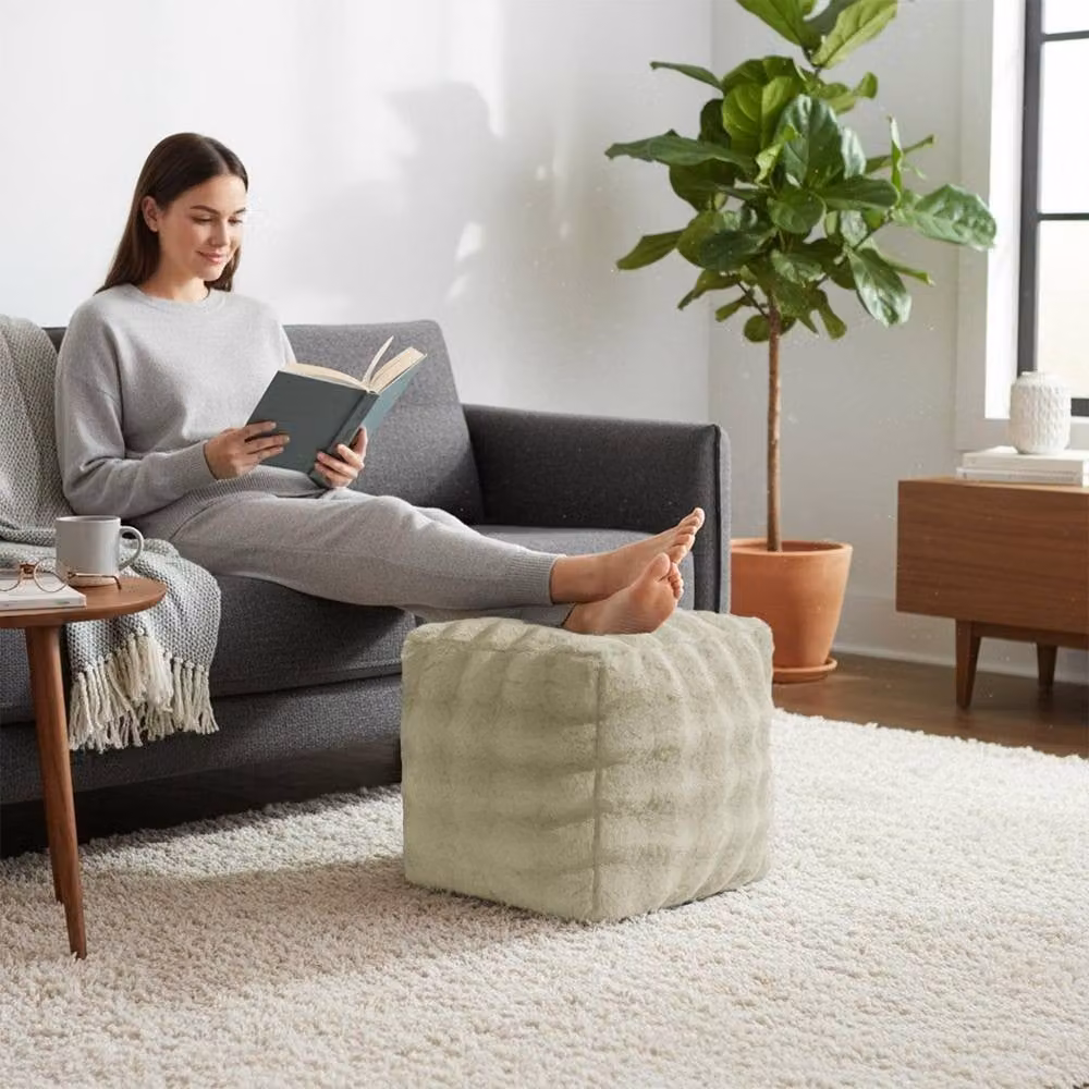 Sweet Dreams Alpine Bubble Faux Fur Bean Bag in Beige, W/D/H: 43 x 43 x 43 cm – 2