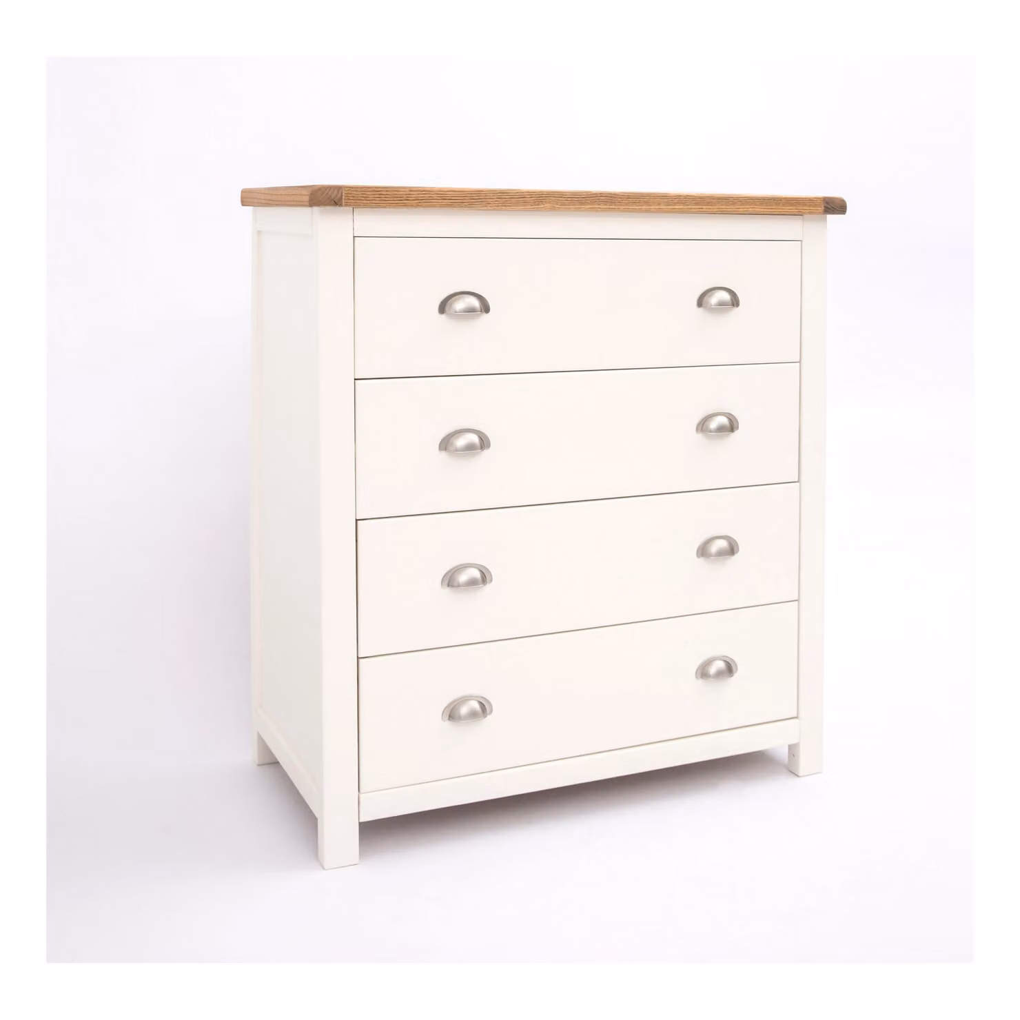 Cabinet Bits Lovere 4 Drawer Chest of Drawers in White with Chrome Cup Handles – 2