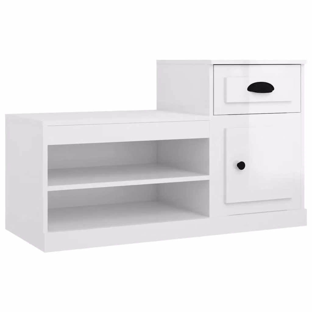 Berkfield Home High Gloss White Modern Shoe Cabinet W/D/H: 100 x 42 x 60 cm – 2