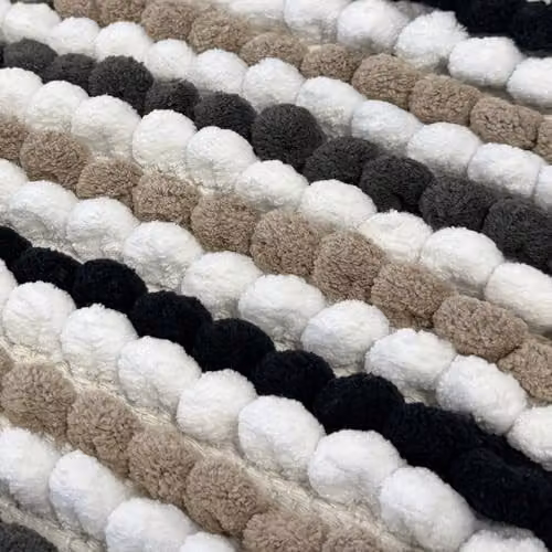 Allure Bath Fashions Striped Chunky Bobble Shower Mat, Monochrome Black and White, W/D/H: 50 x 50 x 1 cm – 4