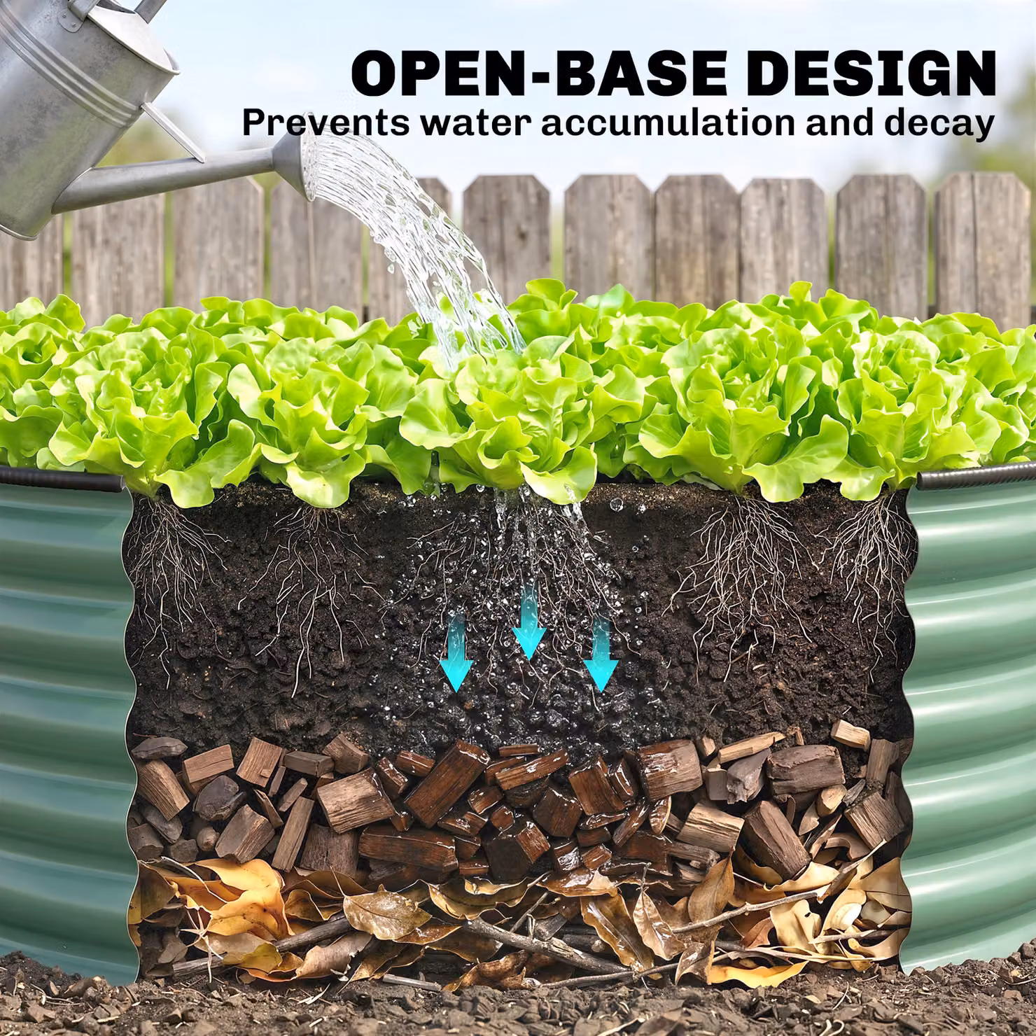 Outsunny Galvanised Steel Raised Garden Bed with Safety Edging in Light Green, W/D/H: 120 x 120 x 43 cm – 7