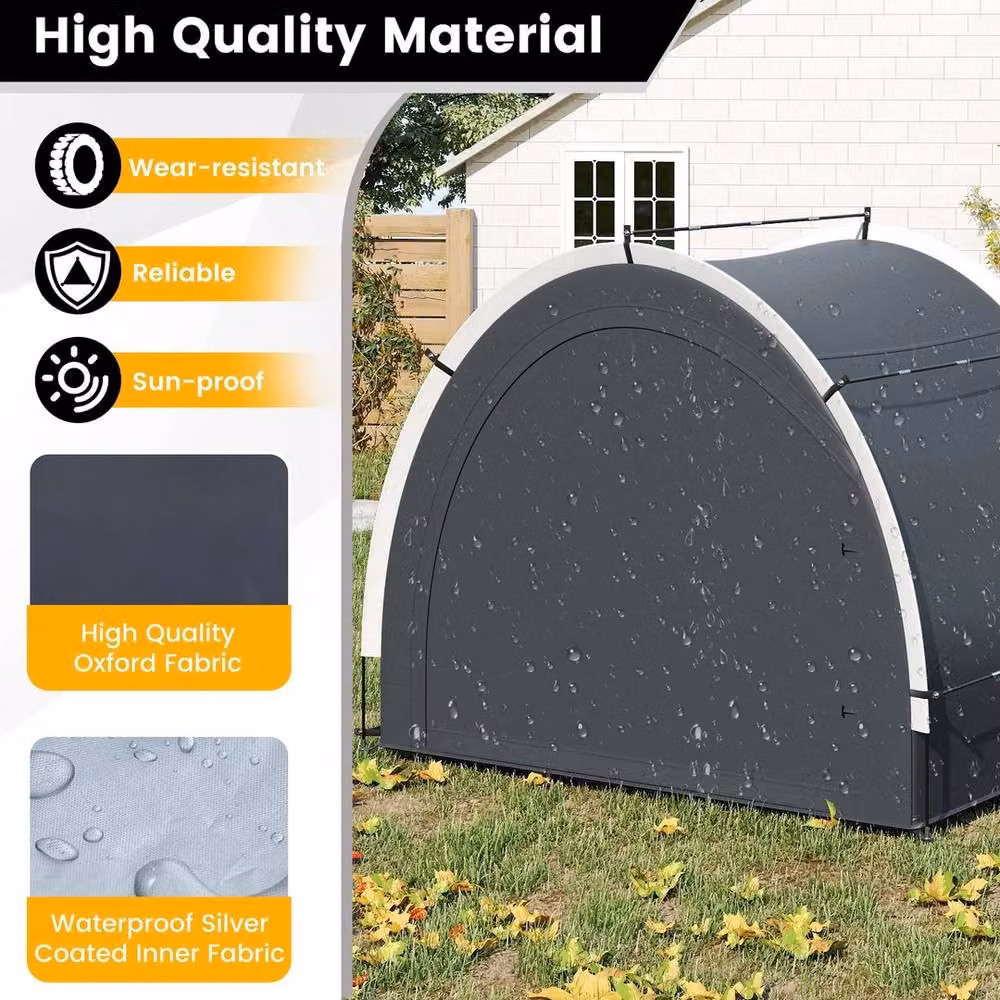 KORVIXA Outdoor Bike Cover Bicycle Tent in Grey, W/D/H: 100 x 100 x 100 cm – 5