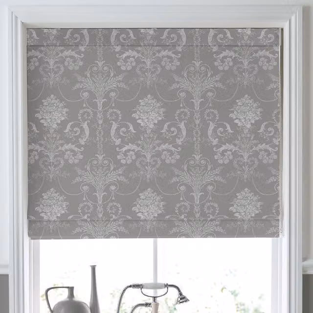 Laura Ashley Josette Made To Measure Blackout Floral Roman Blind in Grey