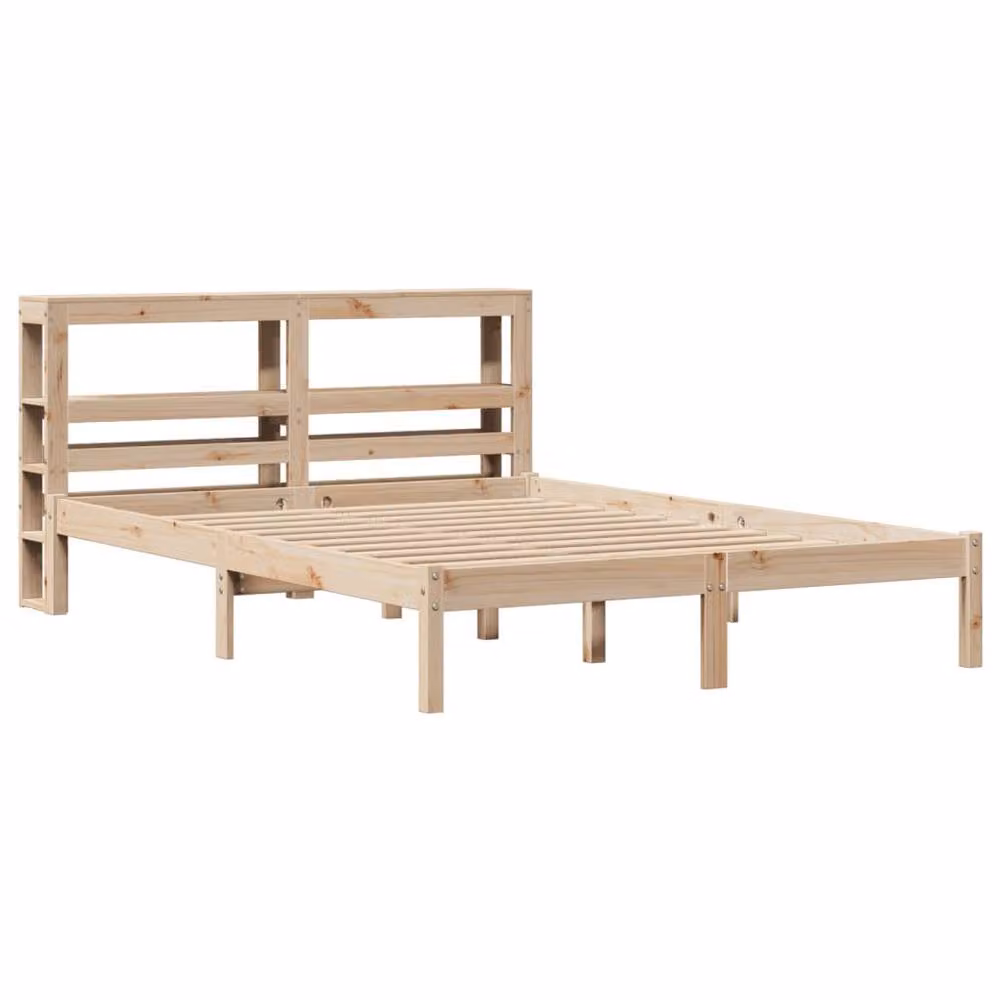 Berkfield Home Rustic Solid Wood Pine Bed Frame in Brown, W: 140 cm, D: 200 cm – 2