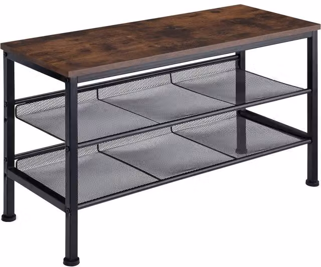 tectake 3-Tier Industrial Shoe Rack with Adjustable Shelves in Black and Brown, W/D/H: 75.5 x 30.5 x 45.5 cm – 7