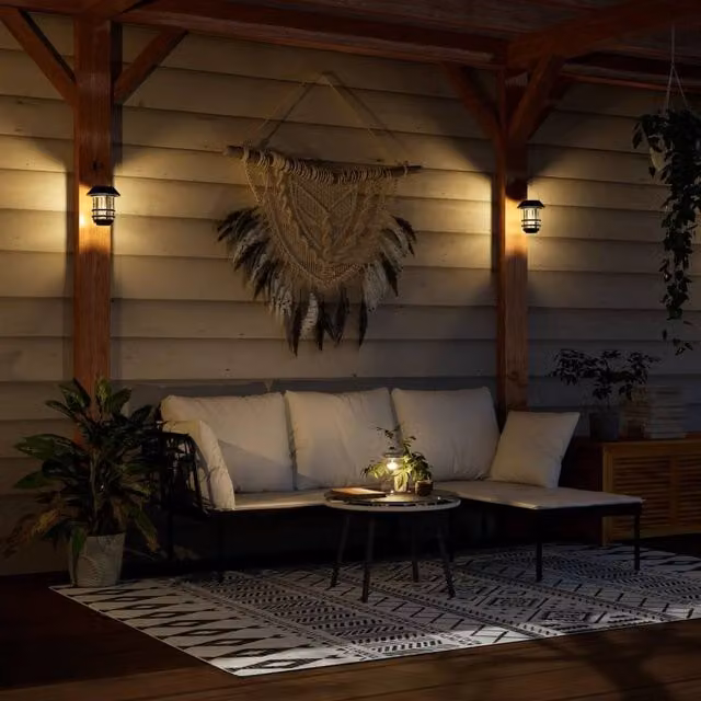 Berkfield Home Solar LED Outdoor Wall Lanterns, 4 Pack, Black and White – 1