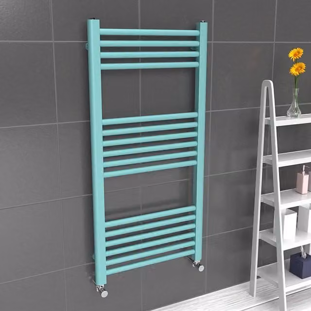 Lux Heat Coloured Steel Towel Radiator in Light Aqua Green, W: 500 mm, H: 1000 mm