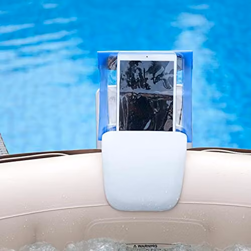 SHATCHI Hot Tub Spa Entertainment Accessories Set in Grey, including Inflatable Floating iPad Tray, Waterproof Tablet Case and Waterproof Phone Case – 1