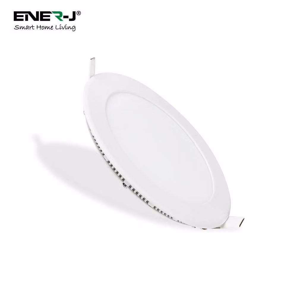 ENER-J 18W Recessed Round LED Mini Panel, White, 6000K Cool White, Pack of 4, Diameter: 220 mm (Hole Size: 205 mm)