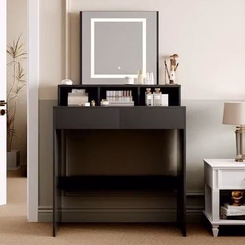 MCC Direct Tulsa Dressing Table with LED Mirror and Drawers in Black
