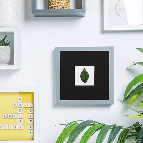 Nicola Spring Pack of 5 Grey Acrylic Shadow Box Frames with Black Mounts for Wall Display – 2