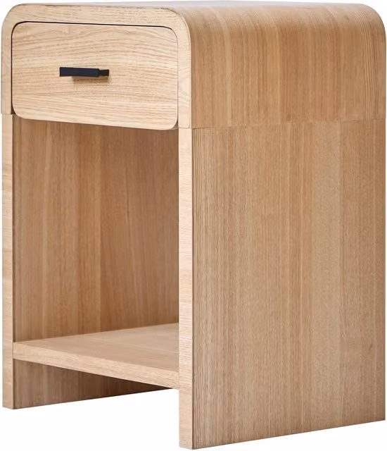 Nordlys Scandinavian Design Bedside Table in Brown Wood and Metal