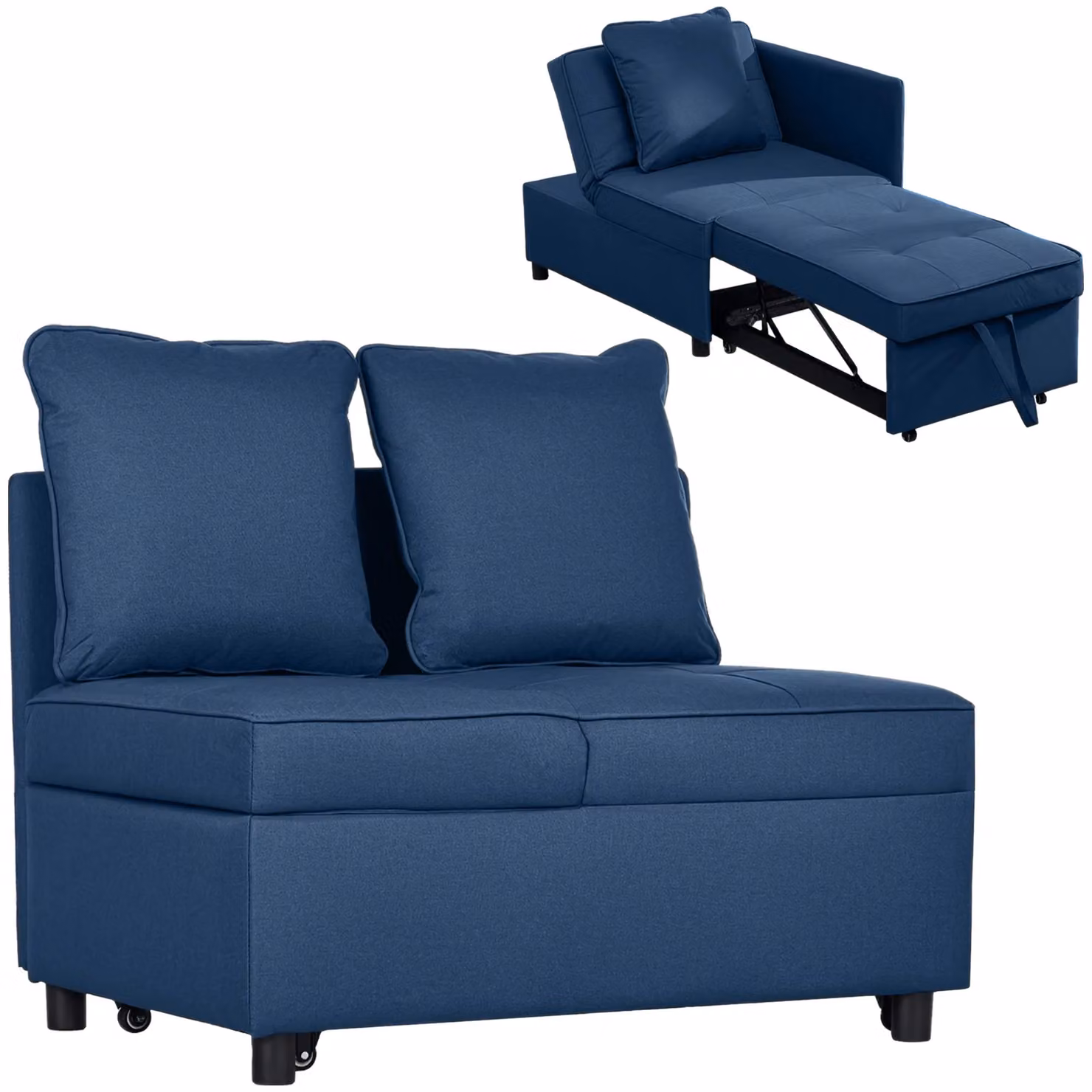HOMCOM Folding Sleeper Sofa Bed Chair in Blue – 2