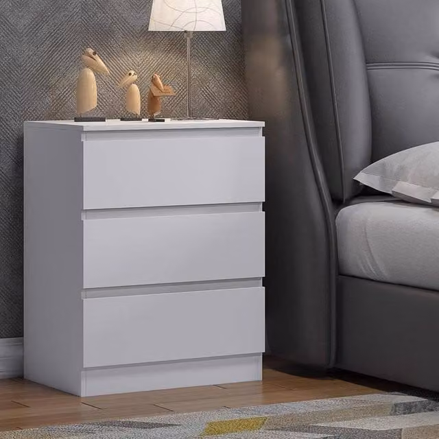 SPETLEK 3 Drawer White Bedside Table for your Bedroom – 1