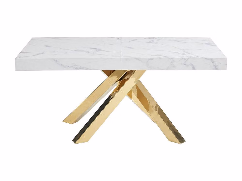 Vente-unique Extendable 6-10 Seater Rectangular Dining Table in White MDF and Metal – 2