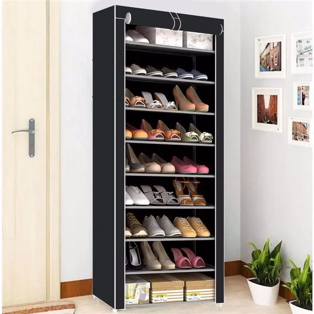Hinsinc 9 Tier Dustproof Shoe Rack Storage Organiser, Black – 4