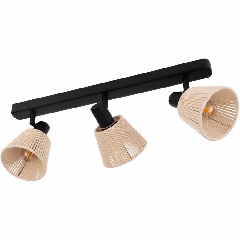 Loops Modern Black Triple Metal Ceiling Spotlight with E14 Base