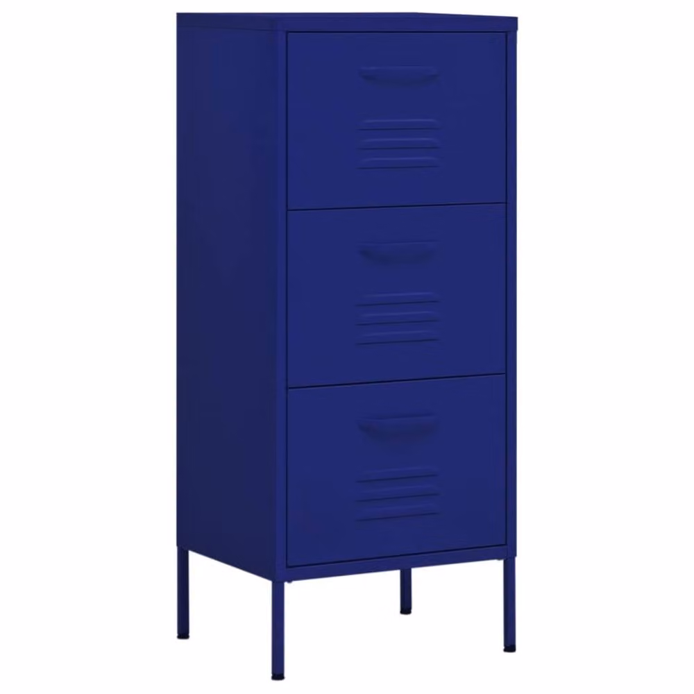 Berkfield Home Metal Storage Cabinet in Navy Blue, W: 42.5 cm, D: 35 cm, H: 101.5 cm – 3