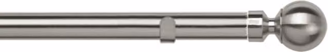 New Edge Blinds Silver 28mm Metal Eyelet Curtain Pole Set with Met Ball Finial, Length: 160 cm