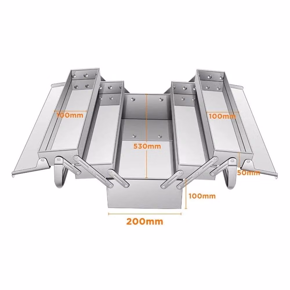 Nordara Silver Metal Folding Cantilever Tool Box Portable W: 53 cm, D: 20 cm – 1