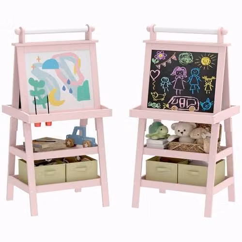 AIYAPLAY Art Easel with Paper Roll for Kids, Pink
