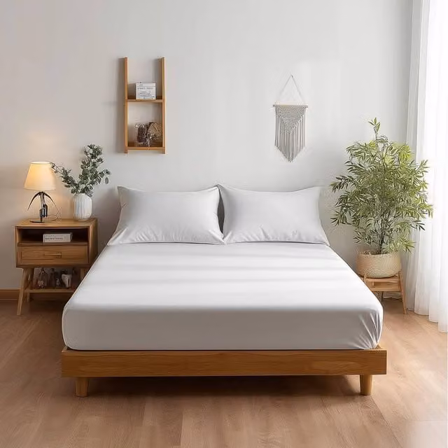 Snug City King Size 400TC Mako Sateen Cotton Fitted Sheet in White, 180 x 200 cm with 40 cm Extra Deep Skirt