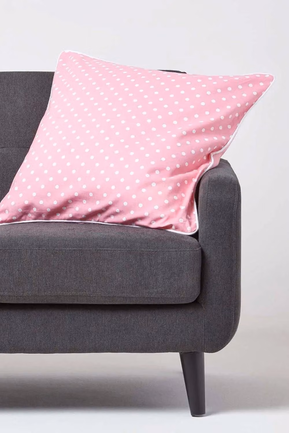 Homescapes Pink and White Polka Dot Cotton Square Cushion Cover, W/D/H: 60 x 60 x 60 cm – 2