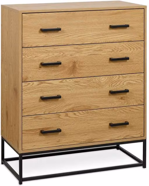 Cheshire Ashford 4 Drawer Chest in Light Oak Effect and Black – 1
