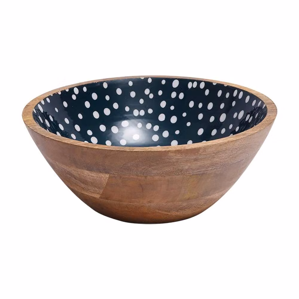 Dexam Sintra Mango Wood Spotted Salad Bowl in Ink Blue – 2