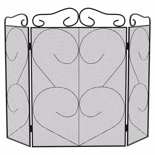 Fire Vida Tapton 3 Panel Metal Fire Guard in Black, W/D/H: 81.0 x 58.0 x 23.0 cm – 1